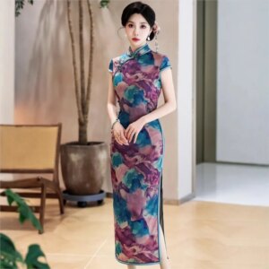 New cheongsam Chinese style elegant temperament long performance dress