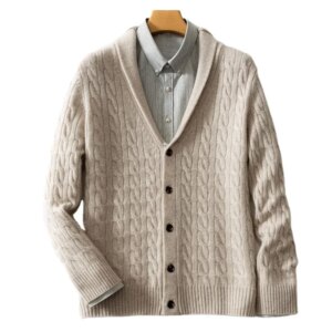 Wholesale Custom Men Casual Knitted Cotton Loose Cardigan Knit Sweater Long Sleeve Single Button Wool Mens Cashmere Sweater