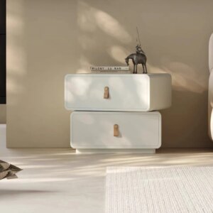 Modern luxury rotatable white nightstands bedside table cabinet night stand bed room tables solid wood drawer bedroom furniture