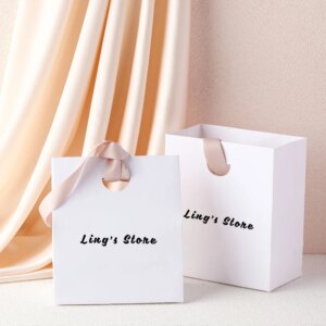 100Pcs Cute Custom Logo 15.5×13.5×7.5cm Printed Grocery Packaging Kraft Paper Shopping Bag with Handle Paper Bags Wedding Favors