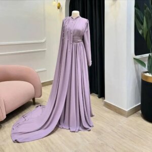 Customized Exquisite Jersey Crystal Evening Dresses Temperament Long Sleeves Crew Neck Cocktail Dress Custom Made Prom