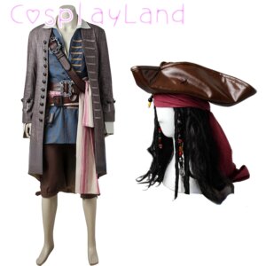 Jack Sparrow Cosplay Pirates Cosplay Costume Jacket Set with Accessories Captain Halloween Carnival Comic Con for Men Suit