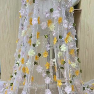 3D Flower African Mesh Groom Lace Fabric 2025 High Quality French Sequins Lace Fabric Nigerian Lace Fabric For Wedding Dress