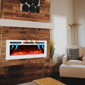 Fireplace 4inch Thickness, Wall-Mounted&Recessed Fireplace, Adjustable Flame and Heat with Remote Control and Touch Screen