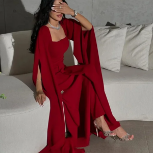 Little Daisy CustomizedCrepe Prom Dresses Evening Dress Red A-Line Simple Women Evening Gowns Formal Party Dress