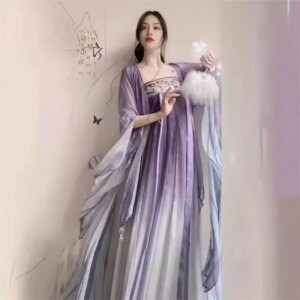 Hanfu big sleeve ancient style chebula dress daily embroidery super fairy chest-length