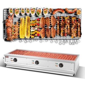 Large Portable Electric Barbeque Grill Rotisserie Garden Outdoor Stainless Steel Heater Tubular