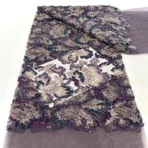 2025 Latest African Sequins Lace Fabric High Quality Embroidery French Heavy Beaded Nigerian Net Laces For Wedding Party Dresses