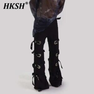 HKSH Spring Autumn Men’s Dark Niche Original Pioneer Punk Chic Metal Buckle Heavy Industry Strap Subculture Casual Pants HK2340