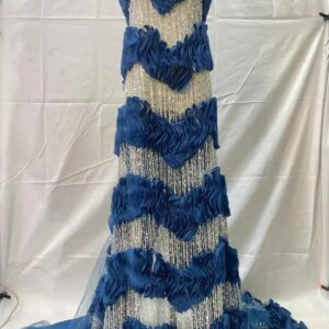 2025 New African French Nigerian High End Lace Fabric 3D With Beads Sequins Mesh for Embroidery Wedding Party Bride Sewing Dress