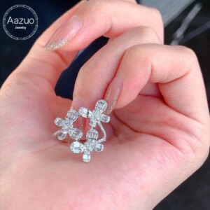 Aazuo Fine Jewelry Real 18K White Gold Real Diamonds 0.80ct Flower Butterfly Ring Gift For Woman Deluxe Banquet Fashion Jewelry