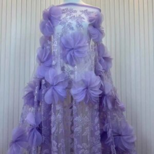 African Beaded Lace Fabric 2025 High Quality 5 Yards New Nigerian 3D Flower Tulle Laces Fabrics For Party Dresses 5 Yards/Lot