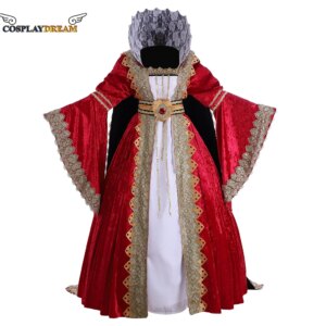 Tudor Queen Elizabeth Red Dress With Cape Set Medieval Tudor Queen Dress Noble Ball Dress Retro Luxury Red Dress For Women