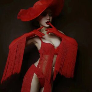 Sexy Electronic Music Festival Lace Decor Hat Women’s Tassel Bikini Suit Christmas Bar Costume