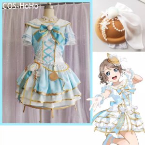 COS-HoHo Lovelive Aqours Shell Style Kanan Mari Chika All Members Game Suit Elegant Lovely Lolita Dress Uniform Cosplay Costume