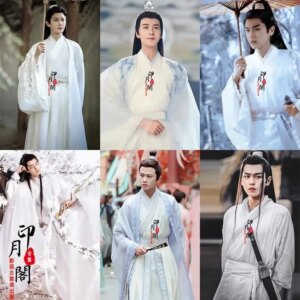 Film and television ancient costume, agarwood, Ying Yuan, same style men’s Hanfu, white elegant Xianxia Gongzi Wuxia Swordsman,