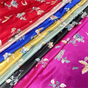 Heavy acetate fabric satin pattern embroidery imitation Su Hanfu Chinese style film and television cheongsam dress multi-color