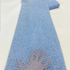 African Heavy Beaded Lace Fabric 2025 High Quality Nigerian Luxury Sequin Lace French Tulle Fabric for Party Dress