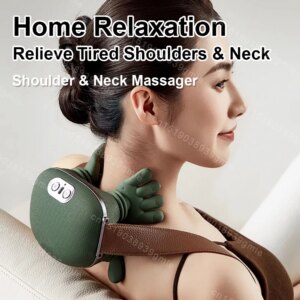 Neck Massager Red Light Hot Compress Cervical Spine Massager Shoulder Neck Shiatsu Kneading Trapezius Massage Relax Pain Relief