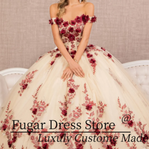 Customized Beautiful Quinceanera Dresse 3D floral embroidery off shoulder mesh dress Floor Length Ball Gown Vestidos De Novias
