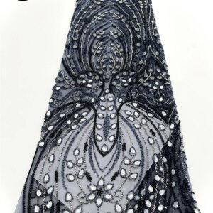 Beautiful French Diamond Tulle Lace Fabric 2025 High Quality African Nigerian Sequins Beaded Lace Fabric Women Party Dresses