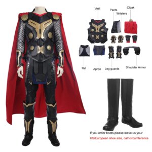 High Quality Thor 2 God Of Thunder Thor Odinson Cosplay Armor Combat Costume Vest Halloween Outfit Full Props Suit With Boots