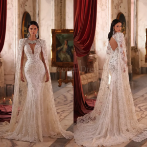 Elegant Exquisite Beading Backless Prom Dresses Mermaid Appliques Floor Length V-Neck Formal Party Banquet Evening Gowns