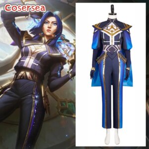 Cosersea Caitlyn Prestige Cosplay Costume Game LOL Commander Caitlyn Prestige Role Play Party Uniform Halloween Outfit Fullset