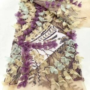 African Lace Fabric High Quality French Luxury Beads Nigerian Sequins 3D Flower Tulle Lace For Wedding Dress