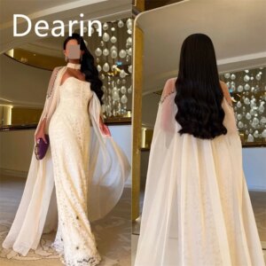 Customized Women Evening Gown Prom Dearin Strapless Column Floor Length Skirts Tulle Lace Bespoke Occasion Dresses Formal Dress
