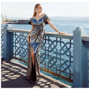 Customized Prom Dress Formal Evening Gown Dearin Off-the-shoulder A-line Floor Length Skirts Knot Ruffle Bespoke Occa
