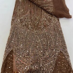 Luxury African Handmade Beads Lace Fabric French Lace Fabric Quality 2025 Latest Nigerian Lace Fabric For Wedding Dress A1000-1