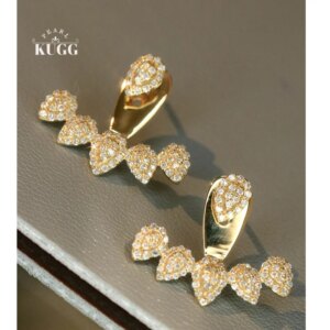 KUGG 100% 18K White/Yellow Gold Earrings Women 0.50carat Real Natural Diamond Stud Earrings Luxury Design High Party Jewelry