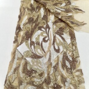 2025 New African French Nigerian High End Lace Fabric With Beads Sequins Mesh for Embroidery Wedding Party Bride Sewing Dress