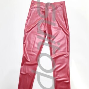 New men  Latex Metallic RED Rubber PANTS CATSUITOP