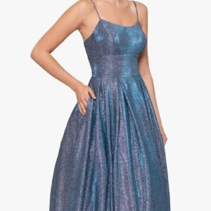 Luxury Women’s Glitter Prom Dresses 2025 Split Spaghetti Strap Long Formal Evening Wedding Party Ball Gown with Pockets