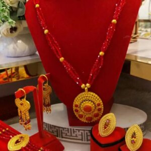 2023 New Dubai Jewelry Handmade Heavy Industry Tassel Necklace 14K Gold Plated Earrings Ring Bracelet Fashion Five Piece Set