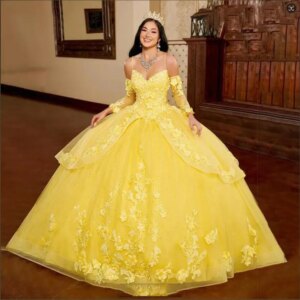 15 Quinceanera Dresses 2024 New Full Sleeve Party Dress Sweetheart Prom Ball Gown Elegant Spaghetti Strap Robe De Bal Plus Size