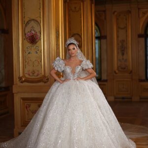 Solemn 3D Flower Bridal Gown 2025 Elegant Sleeveless Wedding Dress Shiny Strapless Beaded Floor-Length Gown Customized