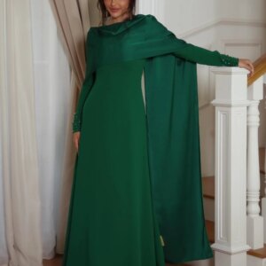 Customized Exquisite Modern Style Formal Jersey Rhinestone A-line High Collar Long Dresses Prom Dresses Simple Retro Fashion Ele