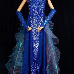 Xihai Dragon King Ao Run Cosplay Costume Shining Fish Tail Clothes Ceremony Long Dress Imperial Queen Clothes
