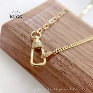 KUGG 100% 18K Yellow Gold Necklace Fashion INS Style Shiny Real Natural Diamond Necklace for Women High Party Jewelry