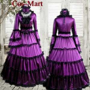 Cos-Mart Victoria Court Dress Middle Ages Europe America Long Sleeve Princess Dress Party Cosplay Costume Purple Red