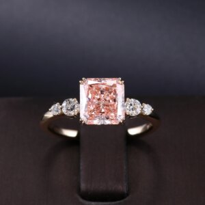 Provence fine jewelry 14K/18K solid gold 2.5CT radiant cut fancy pink lab diamond engagement rings IGI Certificate wedding ring