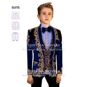 Luxury Boys Suits For Wedding Sparkly Crystals Beaded Children Tuxedo Customized 3-Piece Formal Occasion Kids Birthday Dresses