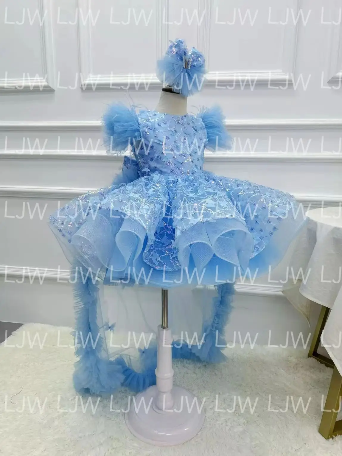 Dream Girl Sequin Butterfly Princess dress, floral children's dress, New fashion feather puffy dress, Carnival birthday party