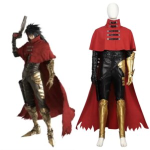 Game Remake Vincent Valentine Cosplay Costume Men’s Cloak Top Pants with Accessories Halloween Party Outfit