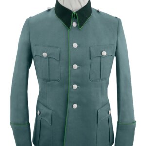 GUDK-B009 WWII German Police General Officer Gabardine Service Tunic Jacket With Deep Green Collar 5 Buttons