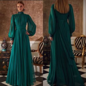 Customized Chiffon Pleat Quinceanera Straight High Collar Bespoke Occasion Gown Long Dresses