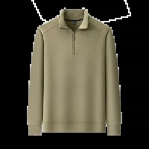 Winter Ultra-fine Baby Velvet Stand-up Collar Half-high Zipper Pullover Men’s Tops Long-sleeved Clothing Mens